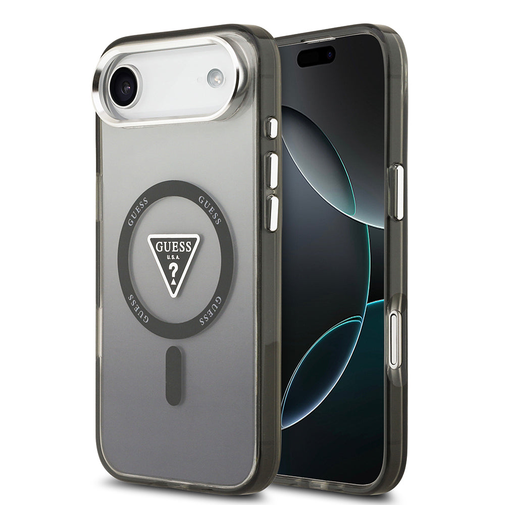 Apple iPhone 17 Air Kılıf Guess Orjinal Lisanslı M-safe Şarj Özellikli IML Baskılı Üçgen Logolu Metal Kamera Çerçeveli Kapak - Görsel 3