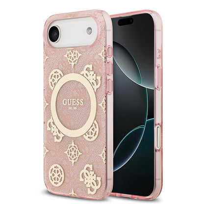 Apple iPhone 17 Air Kılıf Guess Orjinal Lisanslı M-safe Şarj Özellikli IML Peony ve 4G Desenli Klasik Logolu Kapak - Görsel 2