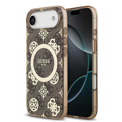 Apple iPhone 17 Air Kılıf Guess Orjinal Lisanslı M-safe Şarj Özellikli IML Peony ve 4G Desenli Klasik Logolu Kapak - Görsel 3