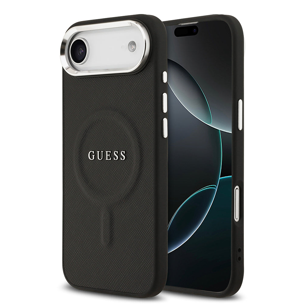 Apple iPhone 17 Air Kılıf Guess Orjinal Lisanslı M-safe Şarj Özellikli Klasik Yazı Logolu PU Deri Kapak - Görsel 3