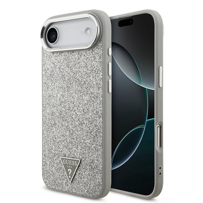 Apple iPhone 17 Air Kılıf Guess Orjinal Lisanslı M-safe Şarj Özellikli Metal Kamera Çerçeveli Üçgen Logolu Glitter Kapak - Görsel 4