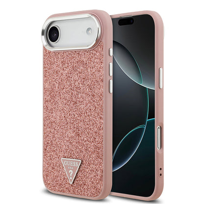 Apple iPhone 17 Air Kılıf Guess Orjinal Lisanslı M-safe Şarj Özellikli Metal Kamera Çerçeveli Üçgen Logolu Glitter Kapak - Görsel 2