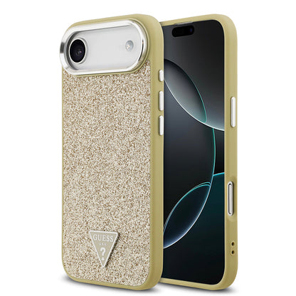 Apple iPhone 17 Air Kılıf Guess Orjinal Lisanslı M-safe Şarj Özellikli Metal Kamera Çerçeveli Üçgen Logolu Glitter Kapak - Görsel 5