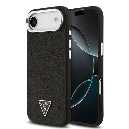 Apple iPhone 17 Air Kılıf Guess Orjinal Lisanslı M-safe Şarj Özellikli Metal Kamera Çerçeveli Üçgen Logolu Glitter Kapak - Görsel 3