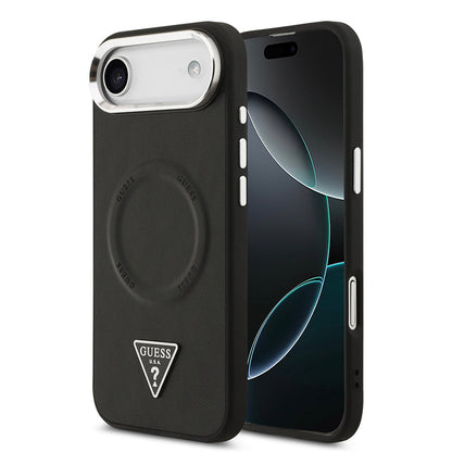 Apple iPhone 17 Air Kılıf Guess Orjinal Lisanslı M-safe Şarj Özellikli PU Deri Metal Kamera Çerçeveli Üçgen Logolu Kapak - Görsel 2