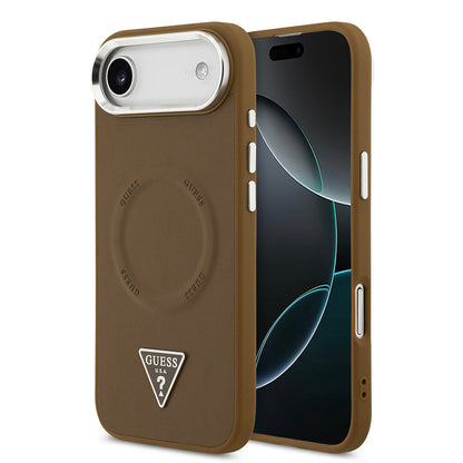 Apple iPhone 17 Air Kılıf Guess Orjinal Lisanslı M-safe Şarj Özellikli PU Deri Metal Kamera Çerçeveli Üçgen Logolu Kapak - Görsel 3