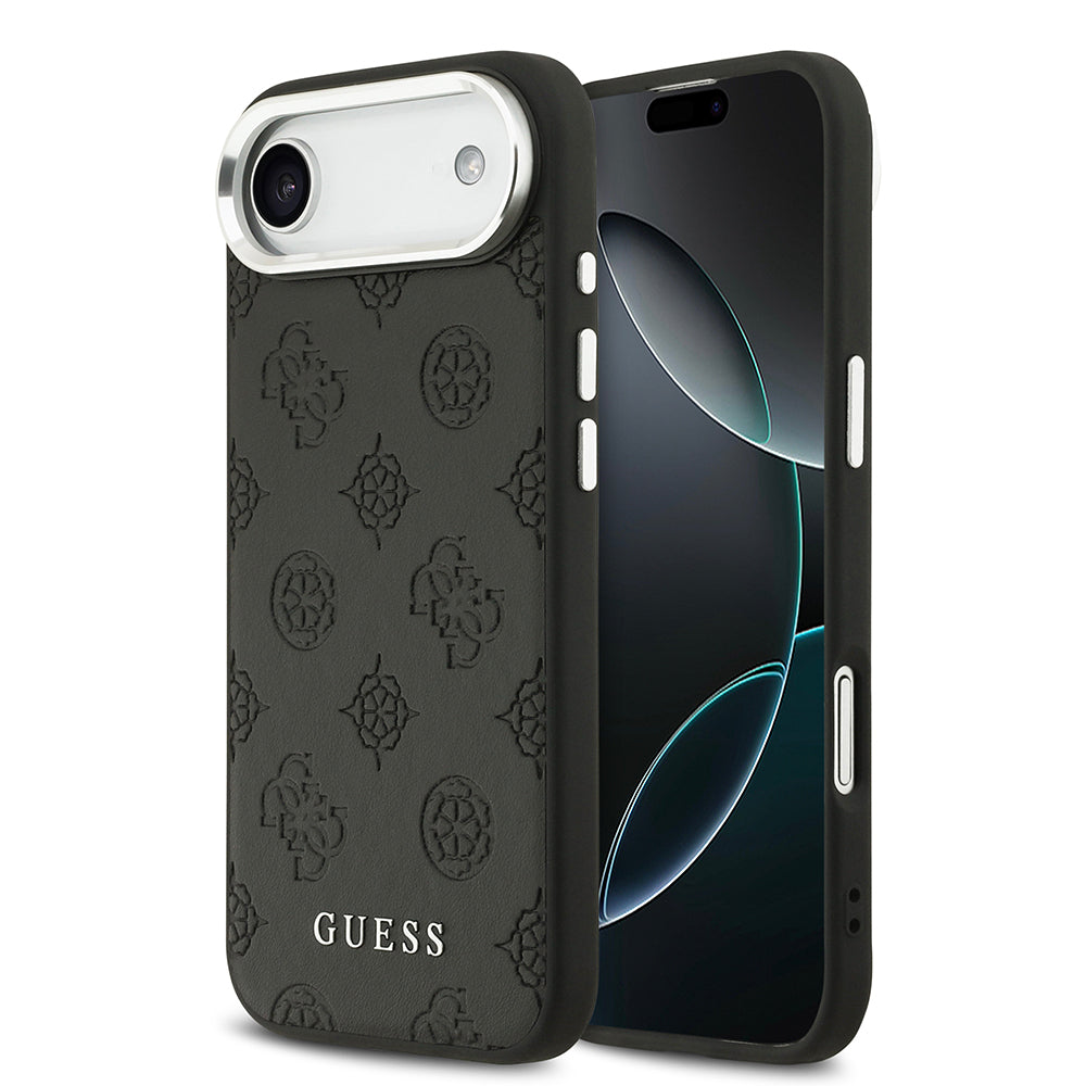 Apple iPhone 17 Air Kılıf Guess Orjinal Lisanslı M-safe Şarj Özellikli Sıcak Baskılı Klasik Yazı Logolu PU Deri Peony Kapak - Görsel 2