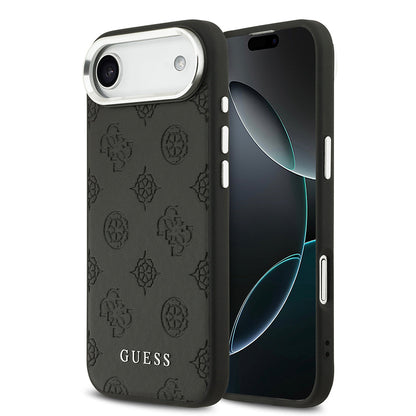 Apple iPhone 17 Air Kılıf Guess Orjinal Lisanslı M-safe Şarj Özellikli Sıcak Baskılı Klasik Yazı Logolu PU Deri Peony Kapak - Görsel 2