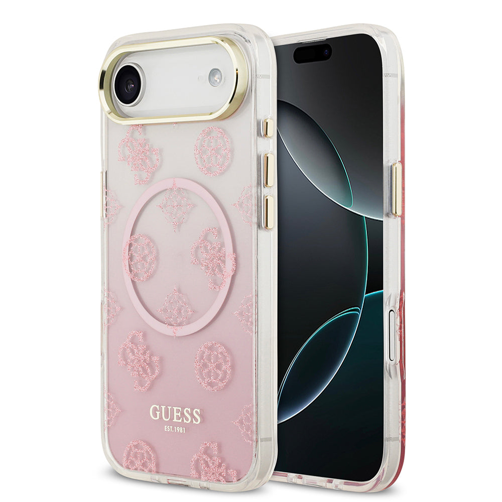 Apple iPhone 17 Air Kılıf Guess Orjinal Lisanslı M-safe Şarj Özellikli Simli Peony Desenli Silikon Kapak - Görsel 2