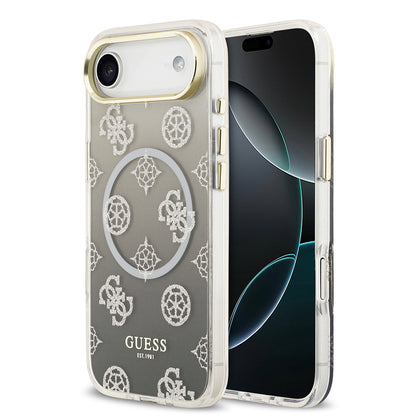 Apple iPhone 17 Air Kılıf Guess Orjinal Lisanslı M-safe Şarj Özellikli Simli Peony Desenli Silikon Kapak - Görsel 3