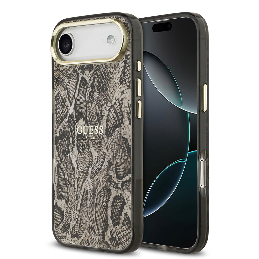 Apple iPhone 17 Air Kılıf Guess Orjinal Lisanslı M-safe Şarj Özellikli Yazı Logolu Python Desenli Kapak - Görsel 2