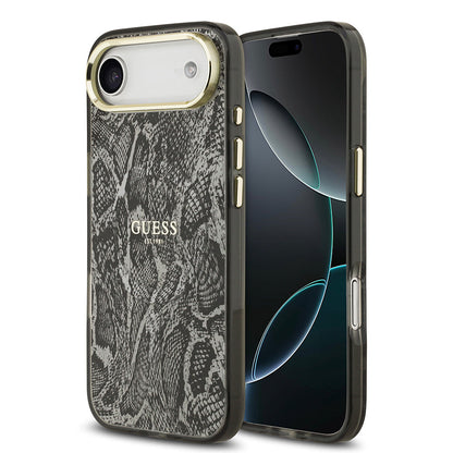 Apple iPhone 17 Air Kılıf Guess Orjinal Lisanslı M-safe Şarj Özellikli Yazı Logolu Python Desenli Kapak - Görsel 3