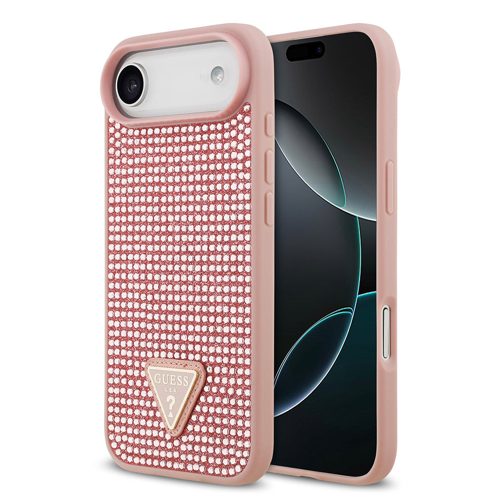 Apple iPhone 17 Air Kılıf Guess Orjinal Lisanslı Taşlı Arka Yüzey Üçgen Logolu Kapak - Görsel 4