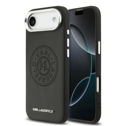 Apple iPhone 17 Air Kılıf Karl Lagerfeld Orjinal Lisanslı M-safe Şarj Özellikli Delikli Tasarım Metal Logolu PU Deri Kapak - Görsel 2