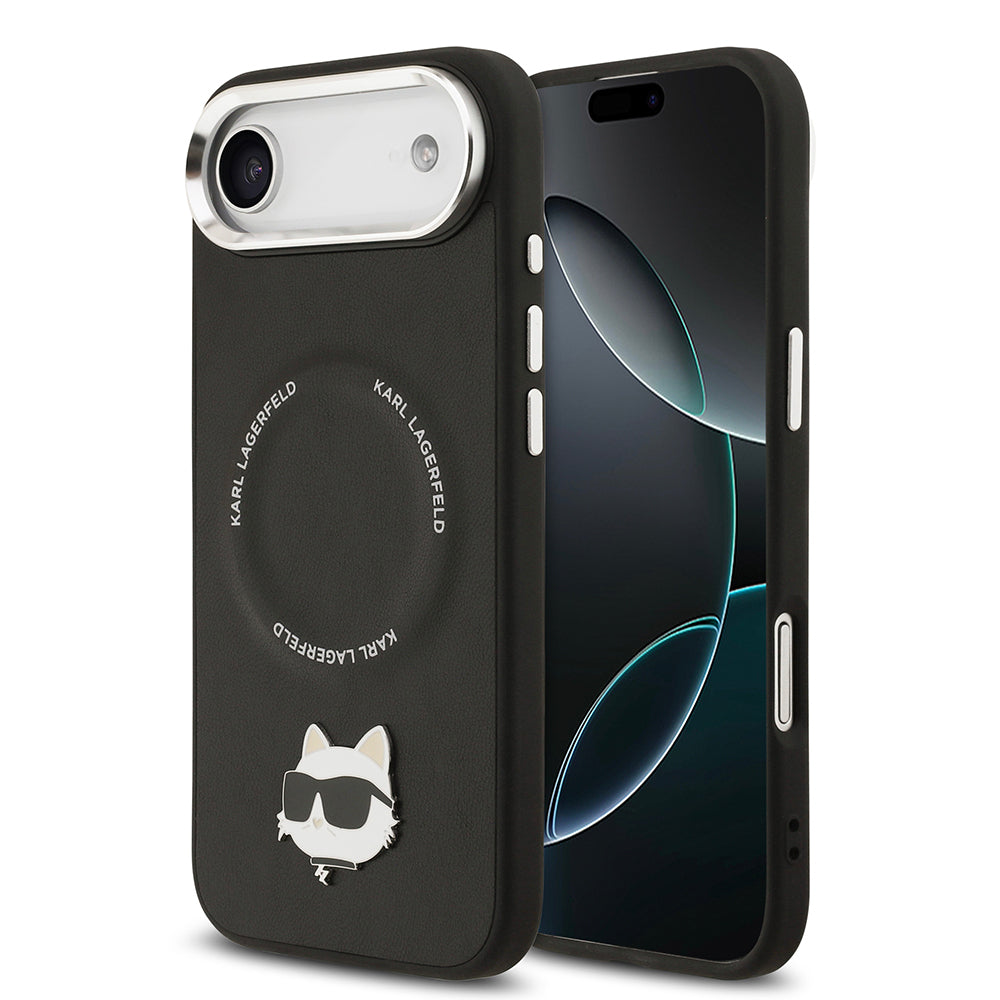 Apple iPhone 17 Air Kılıf Karl Lagerfeld Orjinal Lisanslı M-safe Şarj Özellikli Metal Kamera ve Buton Tasarımlı Choupette PU Deri Kapak - Görsel 2