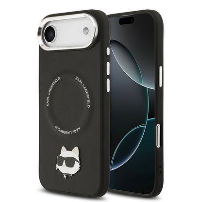 Apple iPhone 17 Air Kılıf Karl Lagerfeld Orjinal Lisanslı M-safe Şarj Özellikli Metal Kamera ve Buton Tasarımlı Choupette PU Deri Kapak - Görsel 2