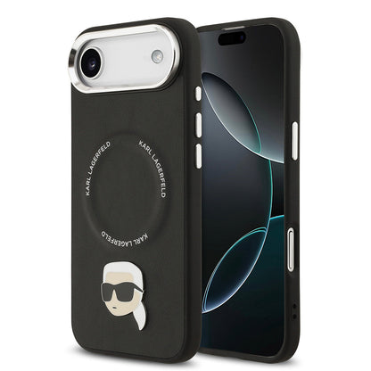 Apple iPhone 17 Air Kılıf Karl Lagerfeld Orjinal Lisanslı M-safe Şarj Özellikli Metal Kamera ve Buton Tasarımlı Karl PU Deri Kapak - Görsel 2
