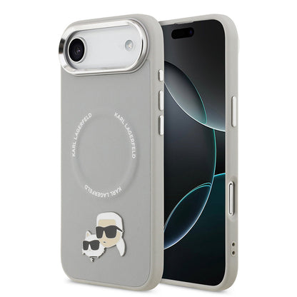 Apple iPhone 17 Air Kılıf Karl Lagerfeld Orjinal Lisanslı M-safe Şarj Özellikli Metal Kamera ve Buton Tasarımlı K&C PU Deri Kapak - Görsel 3