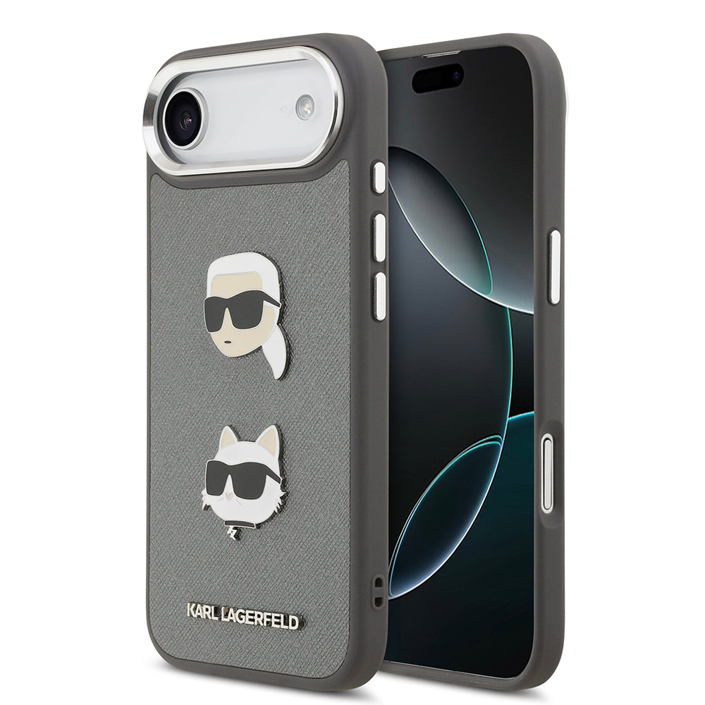 Apple iPhone 17 Air Kılıf Karl Lagerfeld Orjinal Lisanslı Metal Logolu K&C Heads Pin Kapak - Görsel 3