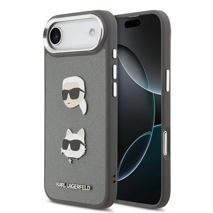 Apple iPhone 17 Air Kılıf Karl Lagerfeld Orjinal Lisanslı Metal Logolu K&C Heads Pin Kapak - Görsel 3