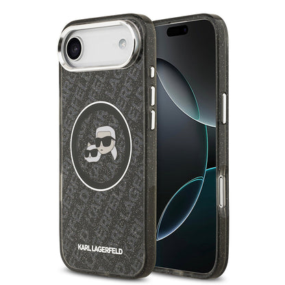 Apple iPhone 17 Air Kılıf Karl Lagerfeld Orjinal Lisanslı Parlayan Simli Karl & Choupette Heads Kapak - Görsel 4