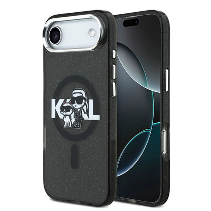 Apple iPhone 17 Air Kılıf Karl Lagerfeld Orjinal Lisanslı Parlayan Simli Karl & Choupette Sketch Logo Kapak - Görsel 2