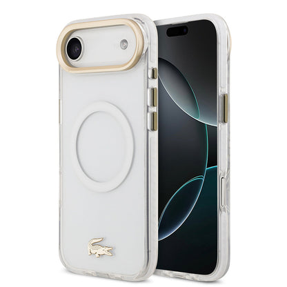 Apple iPhone 17 Air Kılıf Lacoste Orjinal Lisanslı M-safe Şarj Özellikli Gold Timsah Logolu Buzlu Kapak - Görsel 4