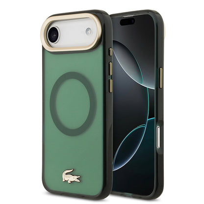 Apple iPhone 17 Air Kılıf Lacoste Orjinal Lisanslı M-safe Şarj Özellikli Gold Timsah Logolu Buzlu Kapak - Görsel 2