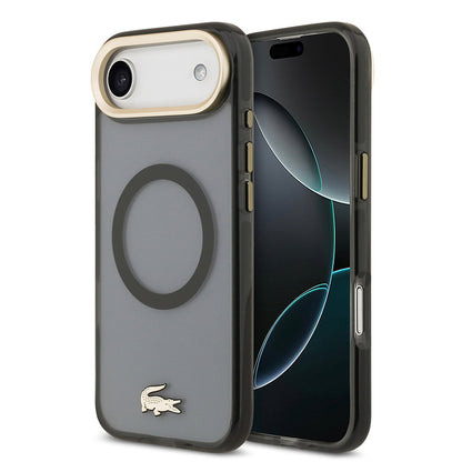 Apple iPhone 17 Air Kılıf Lacoste Orjinal Lisanslı M-safe Şarj Özellikli Gold Timsah Logolu Buzlu Kapak - Görsel 3