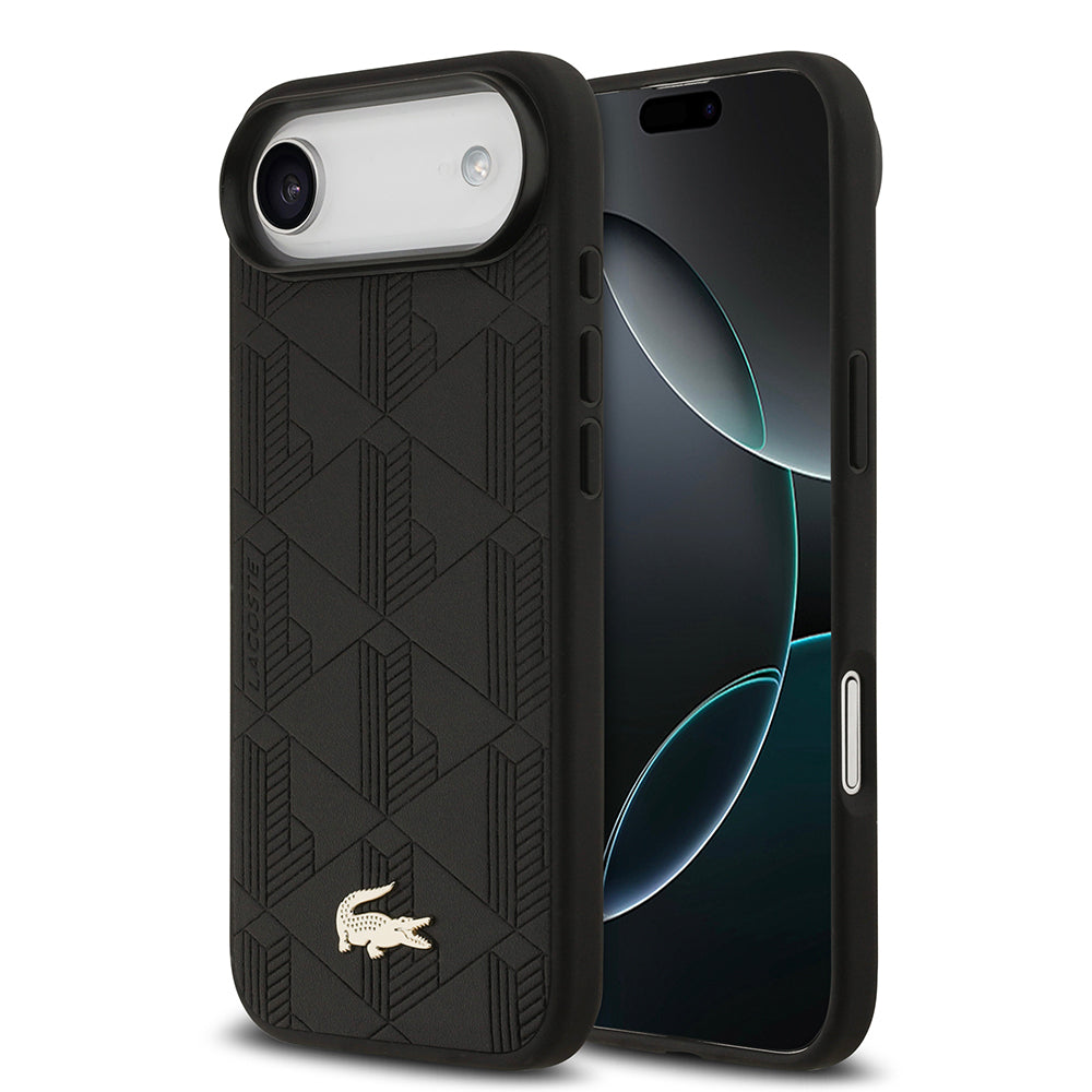Apple iPhone 17 Air Kılıf Lacoste Orjinal Lisanslı M-safe Şarj Özellikli PU Deri Tasarımlı Karışık Monogram Desenli Kapak - Görsel 2
