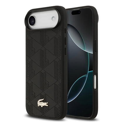 Apple iPhone 17 Air Kılıf Lacoste Orjinal Lisanslı M-safe Şarj Özellikli PU Deri Tasarımlı Karışık Monogram Desenli Kapak - Görsel 2