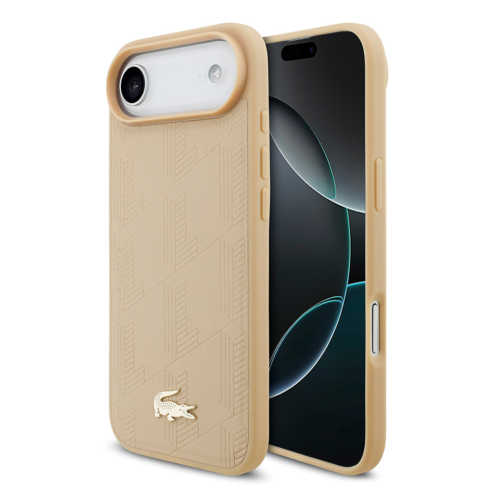 Apple iPhone 17 Air Kılıf Lacoste Orjinal Lisanslı M-safe Şarj Özellikli PU Deri Tasarımlı Karışık Monogram Desenli Kapak - Görsel 3