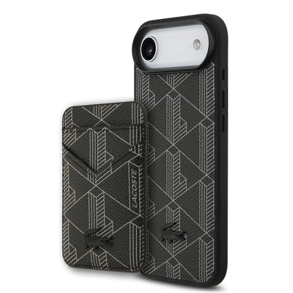 Apple iPhone 17 Air Kılıf Lacoste Orjinal Lisanslı M-safe Şarj Özellikli PU Deri Tasarımlı Kartlıklı Karışık Monogram Desenli Kapak - Görsel 2