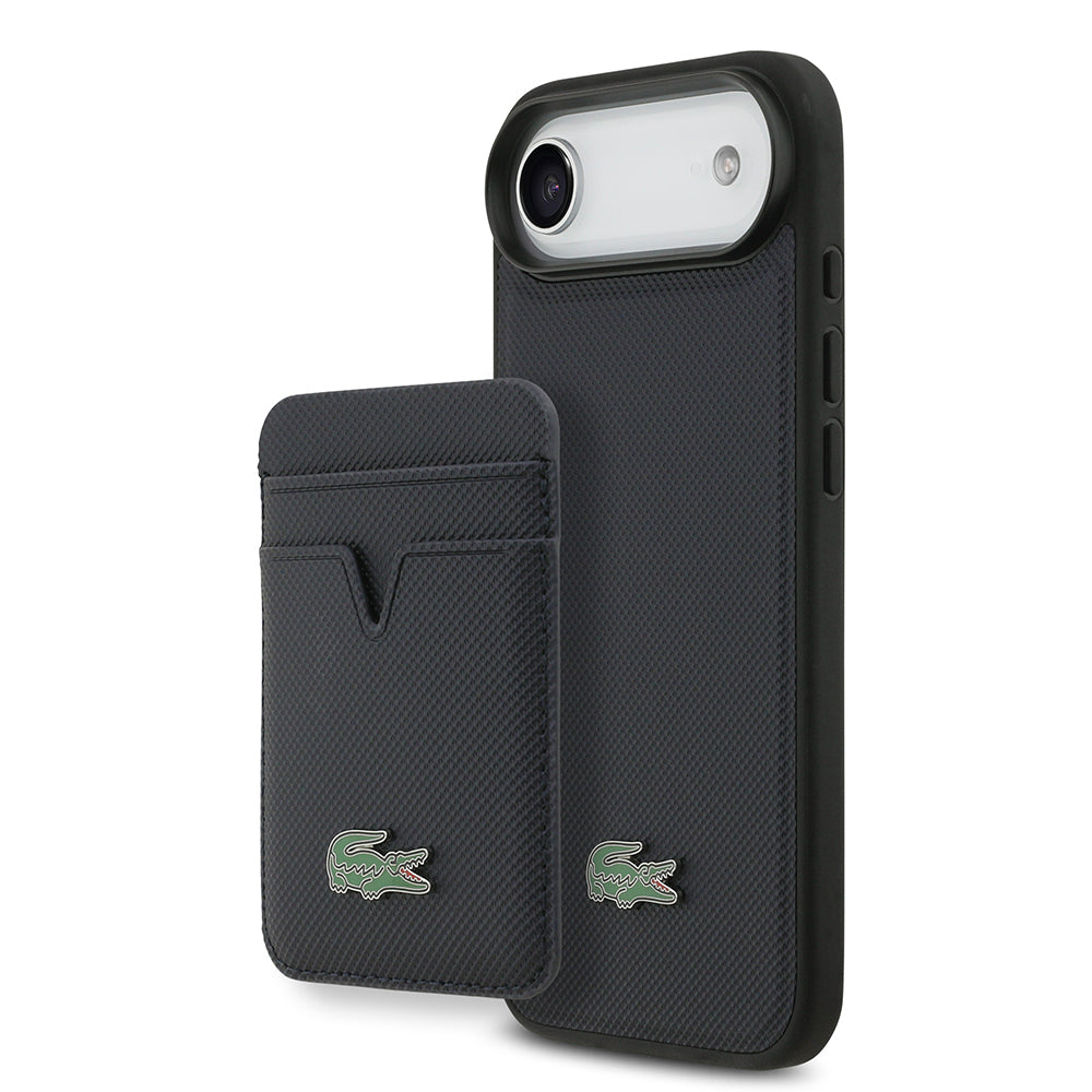 Apple iPhone 17 Air Kılıf Lacoste Orjinal Lisanslı M-safe Şarj Özellikli PU Pike Desenli Metal Logolu Kartlıklı Kapak - Görsel 4