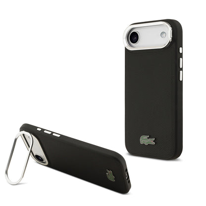 Apple iPhone 17 Air Kılıf Lacoste Orjinal Lisanslı M-safe Şarj Özellikli PU Pike Desenli Standlı Metal Logolu Kapak - Görsel 2