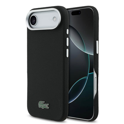 Apple iPhone 17 Air Kılıf Lacoste Orjinal Lisanslı M-Safe Şarj Özellikli PVC Pike Desenli Arka Yüzey İkonik Timsah Dokuma Logolu Kapak
