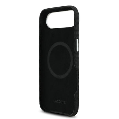Apple iPhone 17 Air Kılıf Lacoste Orjinal Lisanslı M-Safe Şarj Özellikli PVC Pike Desenli Arka Yüzey İkonik Timsah Dokuma Logolu Kapak - Görsel 7
