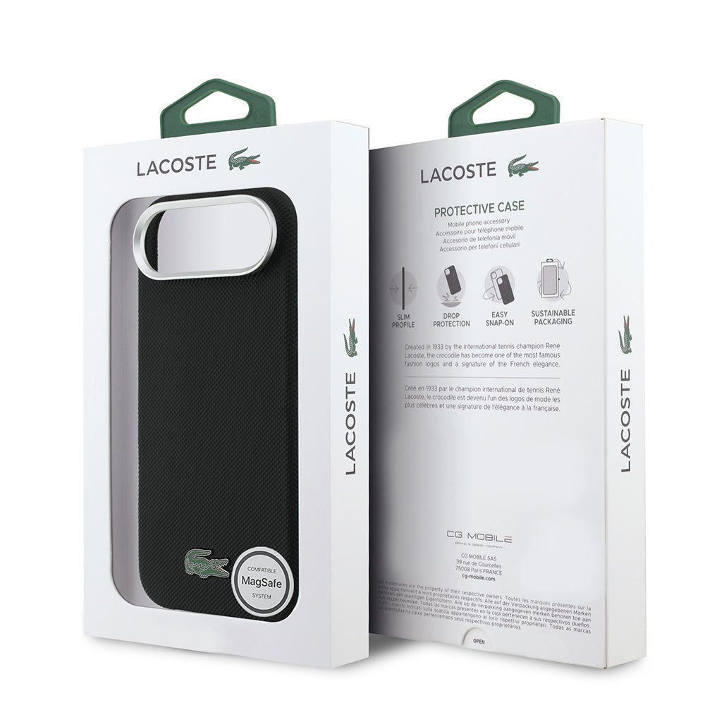 Apple iPhone 17 Air Kılıf Lacoste Orjinal Lisanslı M-Safe Şarj Özellikli PVC Pike Desenli Arka Yüzey İkonik Timsah Dokuma Logolu Kapak - Görsel 8