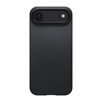 Apple iPhone 17 Air Kılıf M-safe Şarj Özellikli 1500D Aramid Fiber Pitaka Ultra-Slim Classic Serisi Black-Grey Twill Kapak - Görsel 2