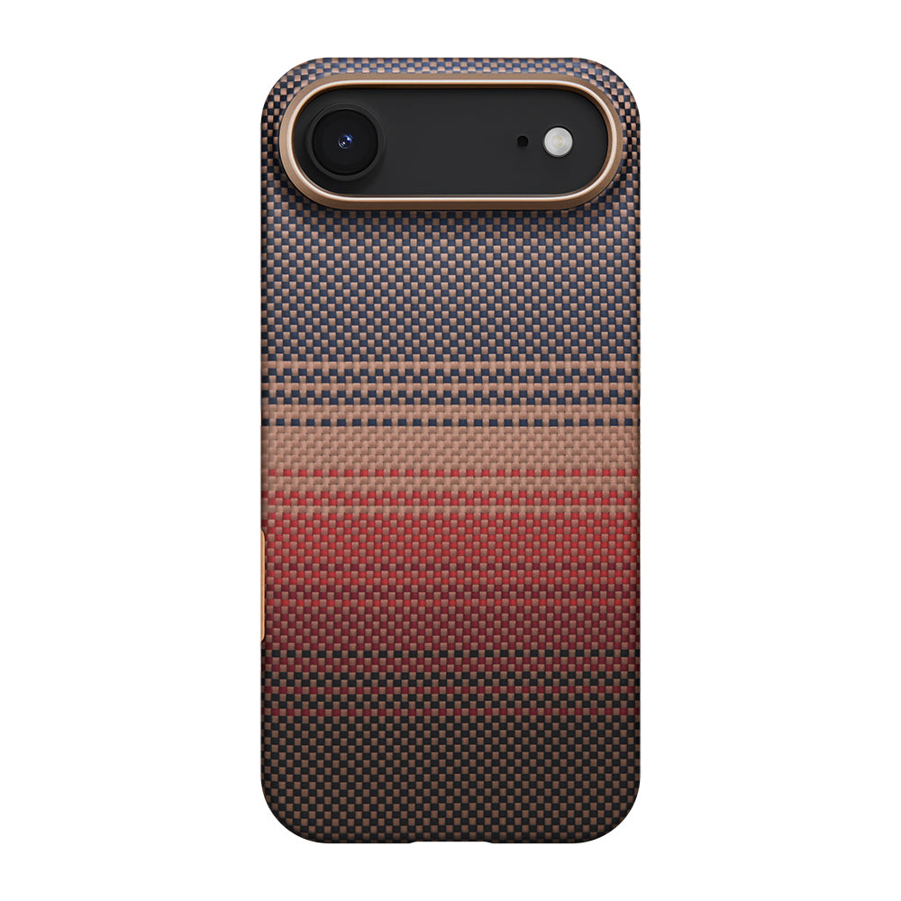 Apple iPhone 17 Air Kılıf M-safe Şarj Özellikli Aramid Fiber Pitaka Tactile Woven Sunset-Moonrise Serisi Kapak - Görsel 2