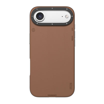 Apple iPhone 17 Air Kılıf M-safe Şarj Özellikli Basit Mat Deri Desenli Youngkit Tech Fashion Serisi Kapak - Görsel 3