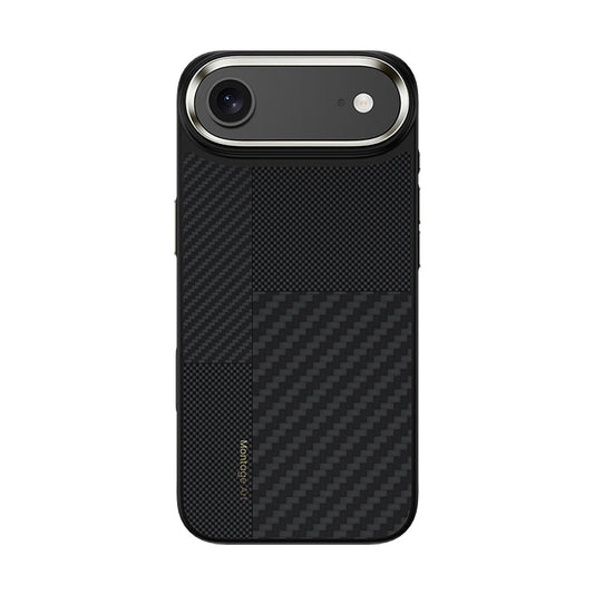 Apple iPhone 17 Air Kılıf M-safe Şarj Özellikli Karbon Fiber Benks Montage Hybrid ArmorPro Kevlar Kapak