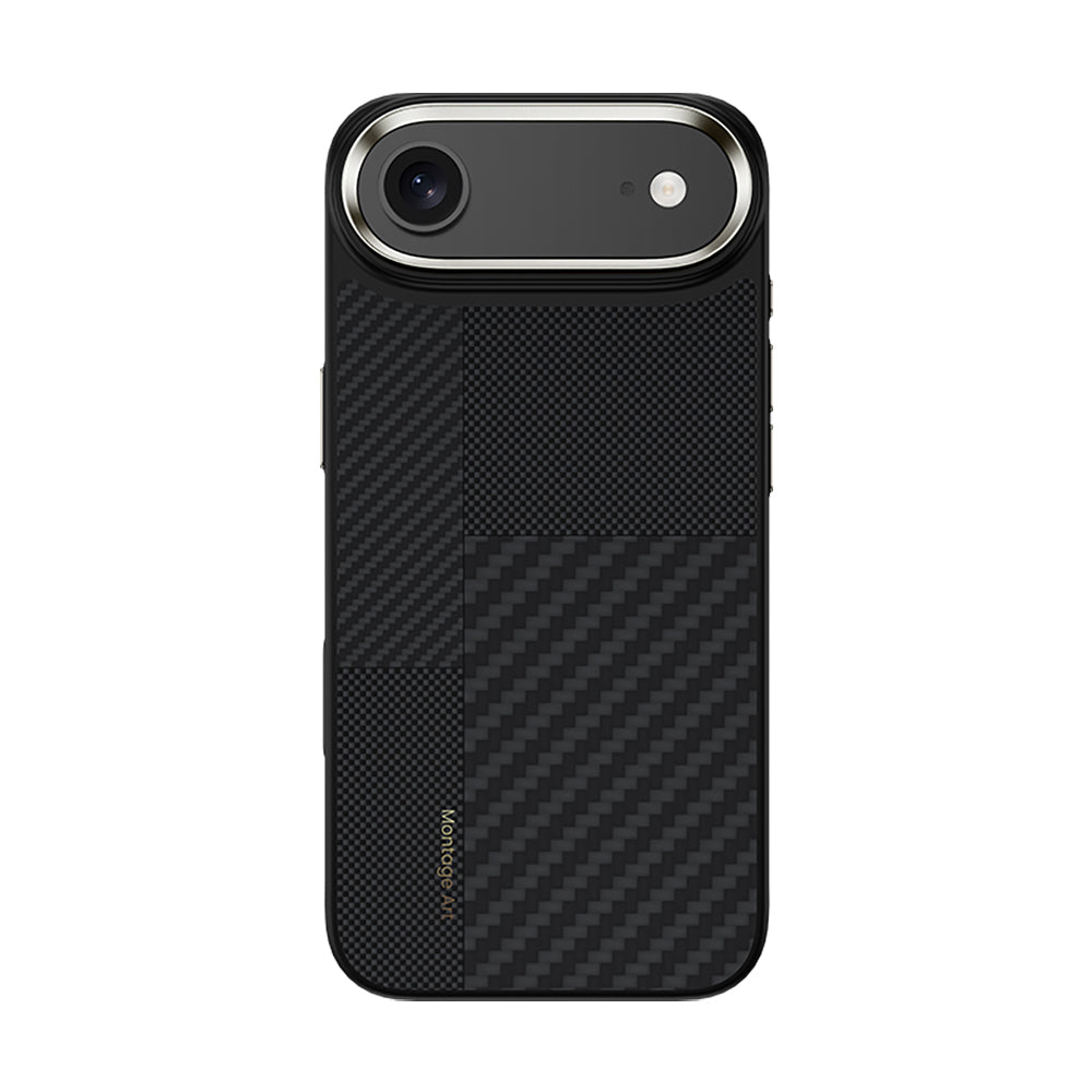 Apple iPhone 17 Air Kılıf M-safe Şarj Özellikli Karbon Fiber Benks Montage Hybrid ArmorPro Kevlar Kapak - Görsel 2