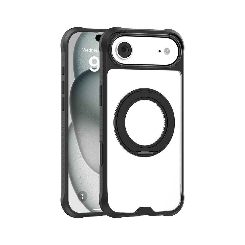 Apple iPhone 17 Air Kılıf M-safe Şarj Özellikli Parmak Ring Standlı Airbag Tasarımlı Mutural Obsidian Serisi Kapak - Görsel 2