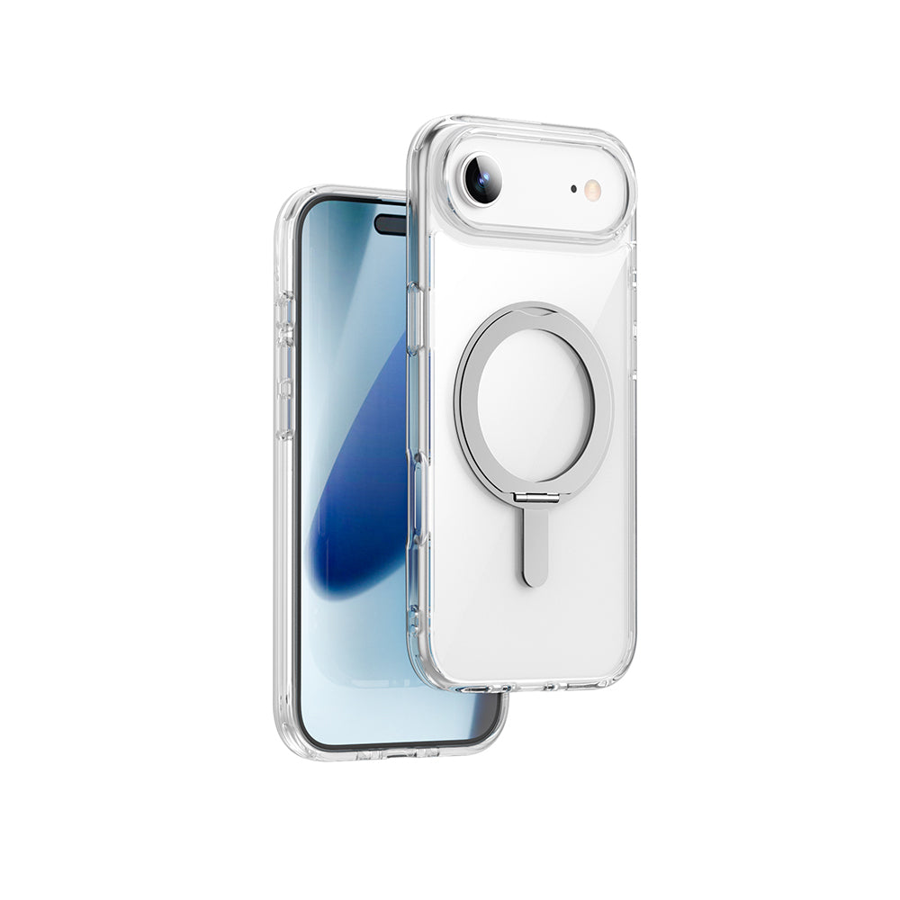 Apple iPhone 17 Air Kılıf M-safe Şarj Özellikli Wiwu MCC-201 iShield Ultra Serisi Standlı Crystal Sert PC Kapak - Görsel 2