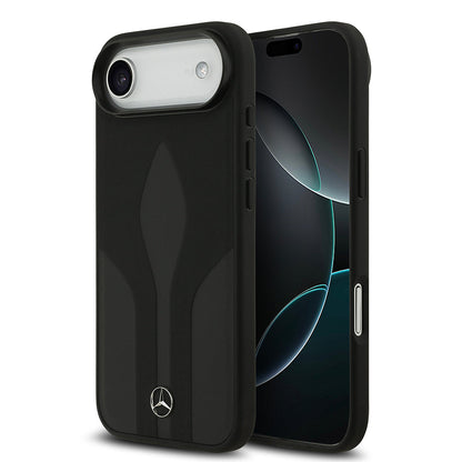 Apple iPhone 17 Air Kılıf Mercedes Benz Orjinal Lisanslı M-safe Şarj Özellikli Dokulu Desenli Deri Kapak - Görsel 2