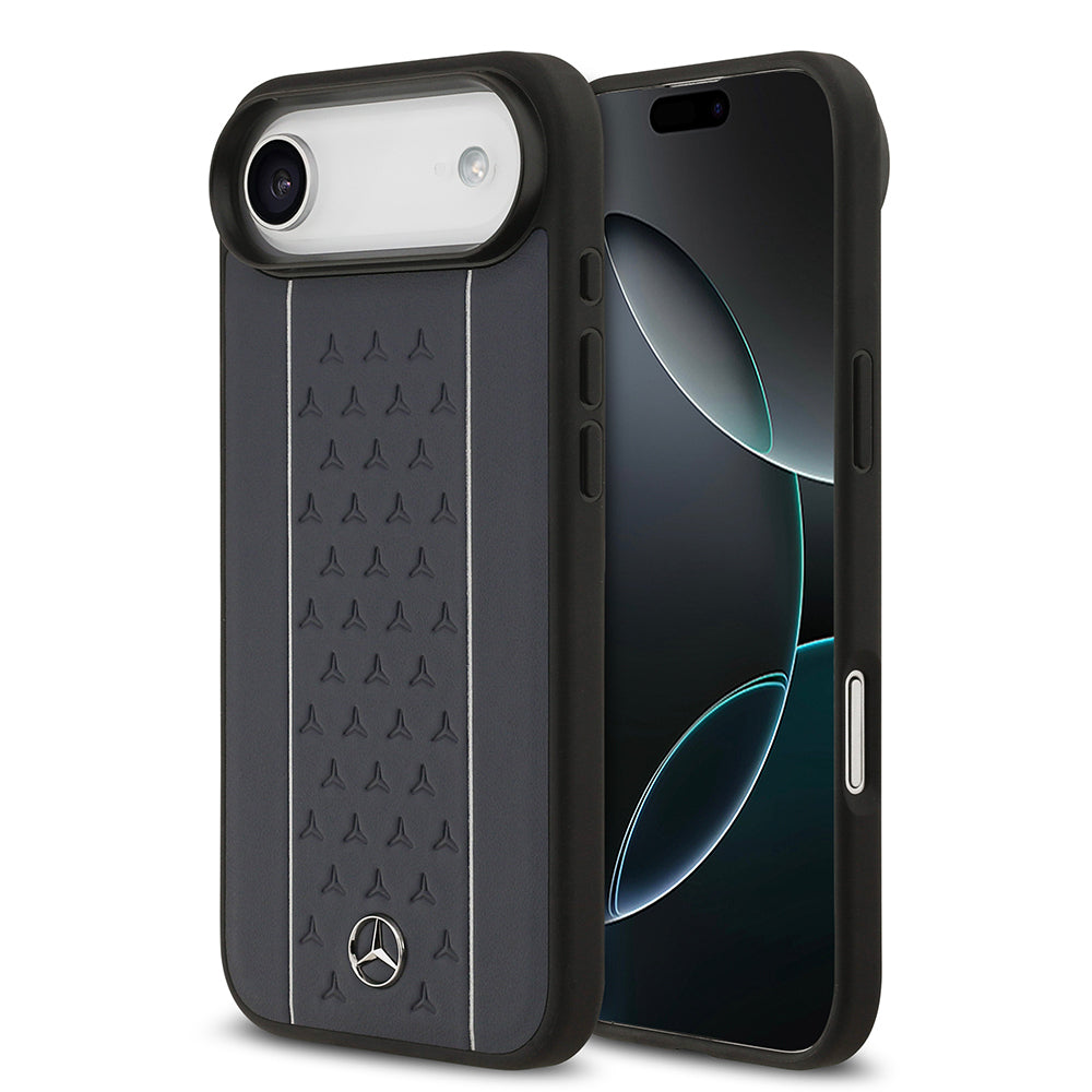 Apple iPhone 17 Air Kılıf Mercedes Benz Orjinal Lisanslı M-safe Şarj Özellikli Şeritli Yıldız Desenli Metal Logolu Deri Kapak - Görsel 3