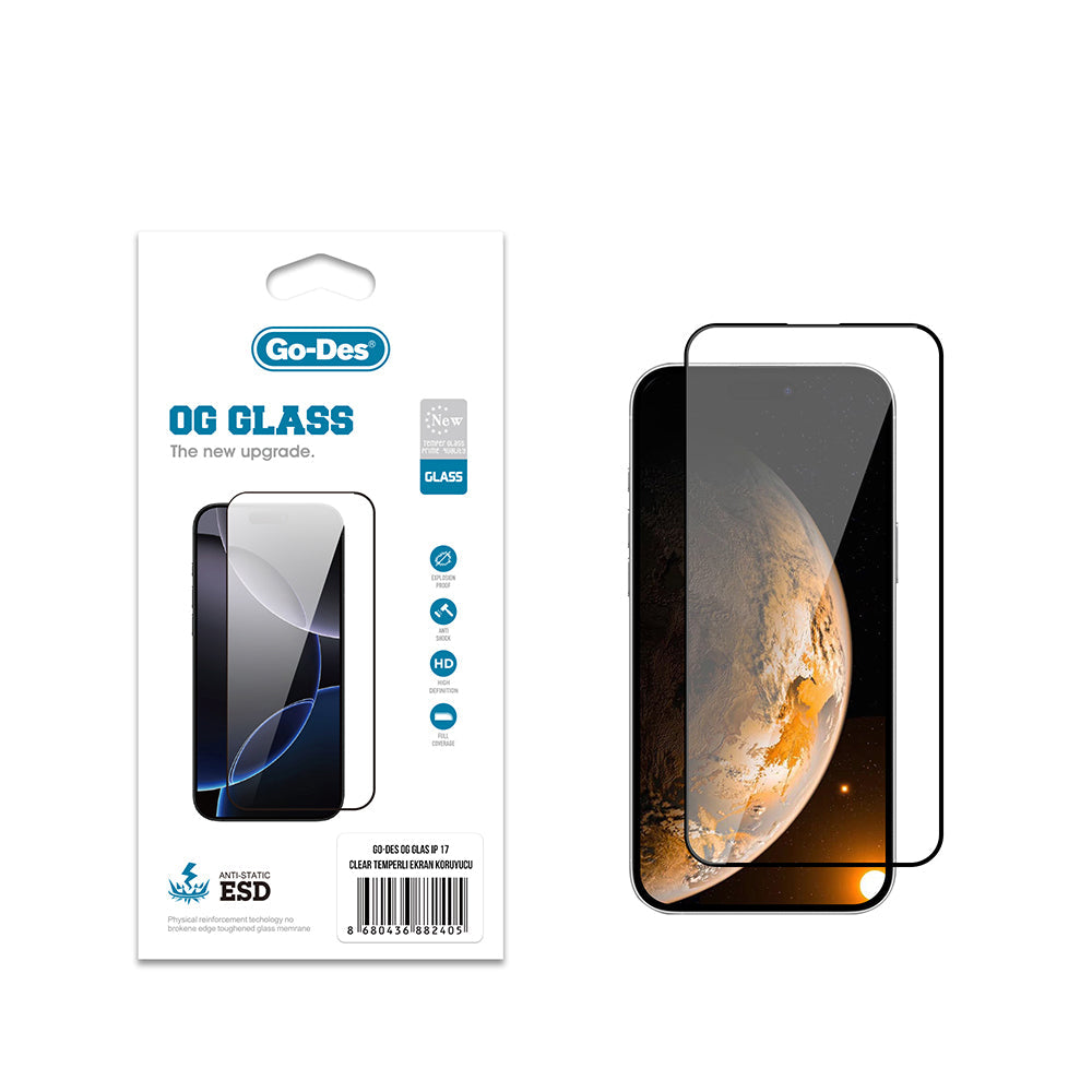 Apple iPhone 17 Go Des OG Glass Antistatik Temperli Cam Ekran Koruyucu - Görsel 2