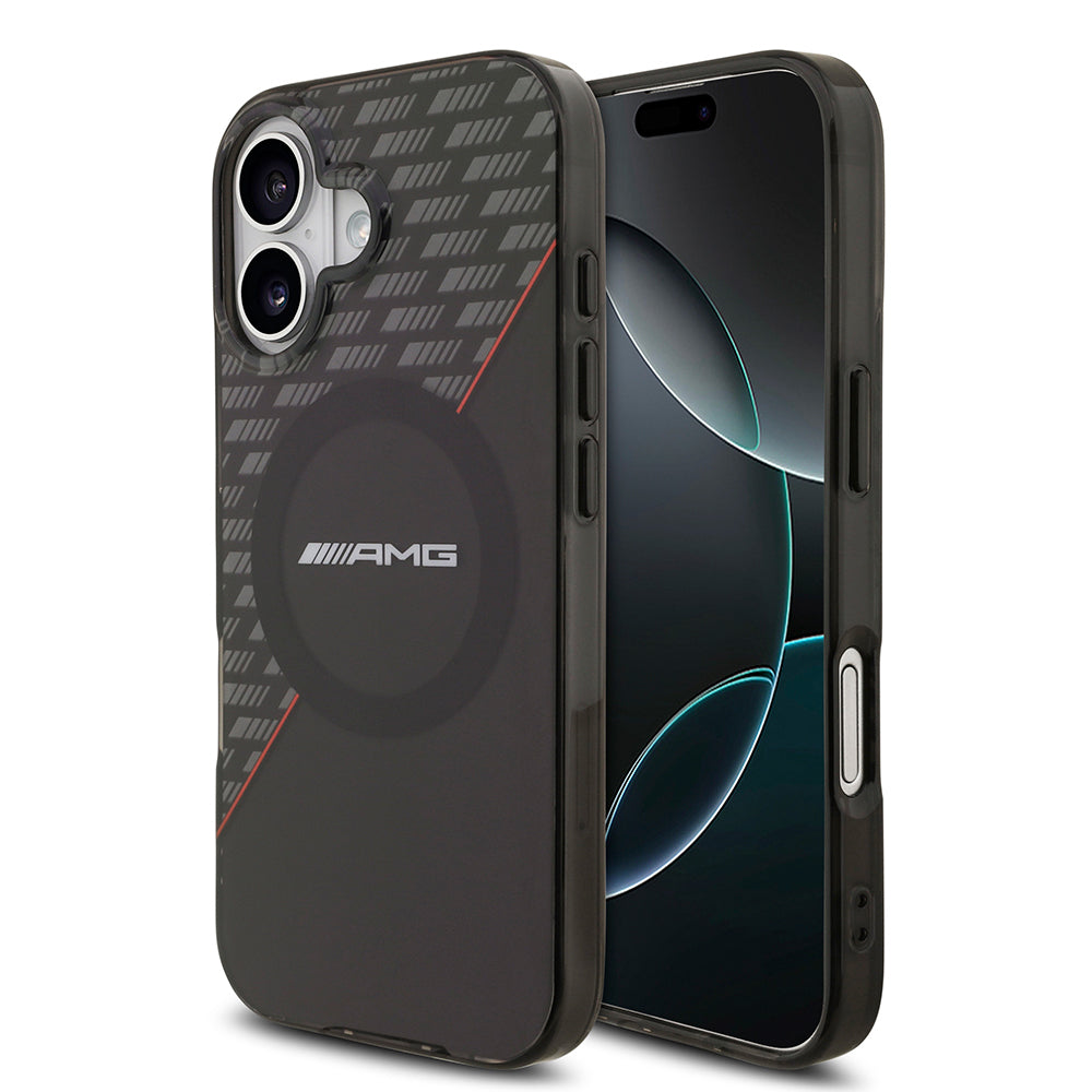 Apple iPhone 17 Kılıf AMG Orjinal Lisanslı M-safe Şarj Özellikli Çift Katmanlı Kırmızı Çapraz Çizgili Kapak - Görsel 2