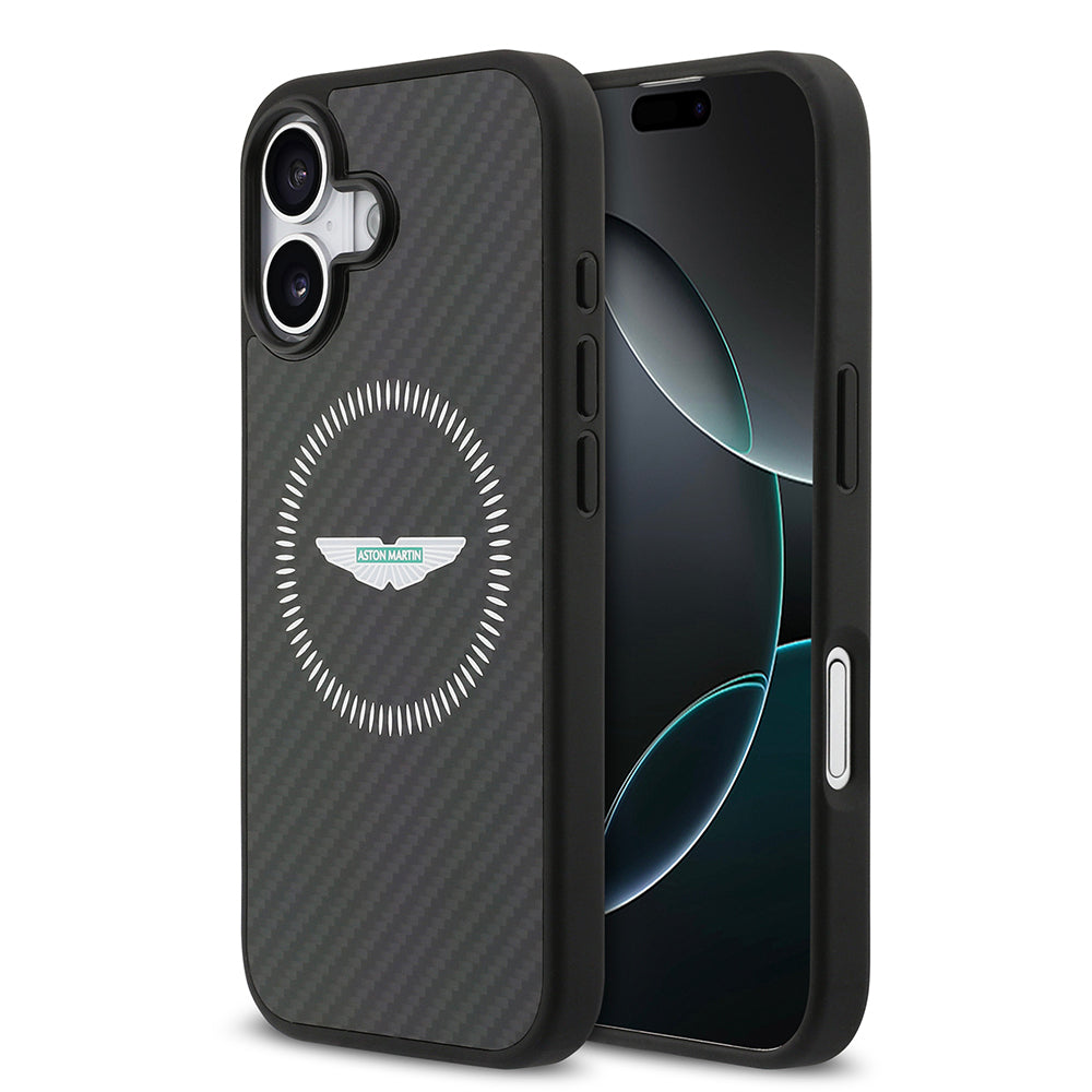 Apple iPhone 17 Kılıf Aston Martin Orjinal Lisanslı M-safe Şarj Özellikli Karbon Fiber Kevlar Kapak - Görsel 2